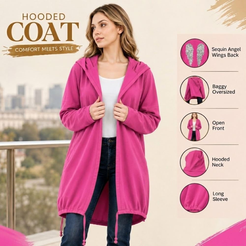 Cardigan da donna con cappuccio e ali d'angelo con paillettes