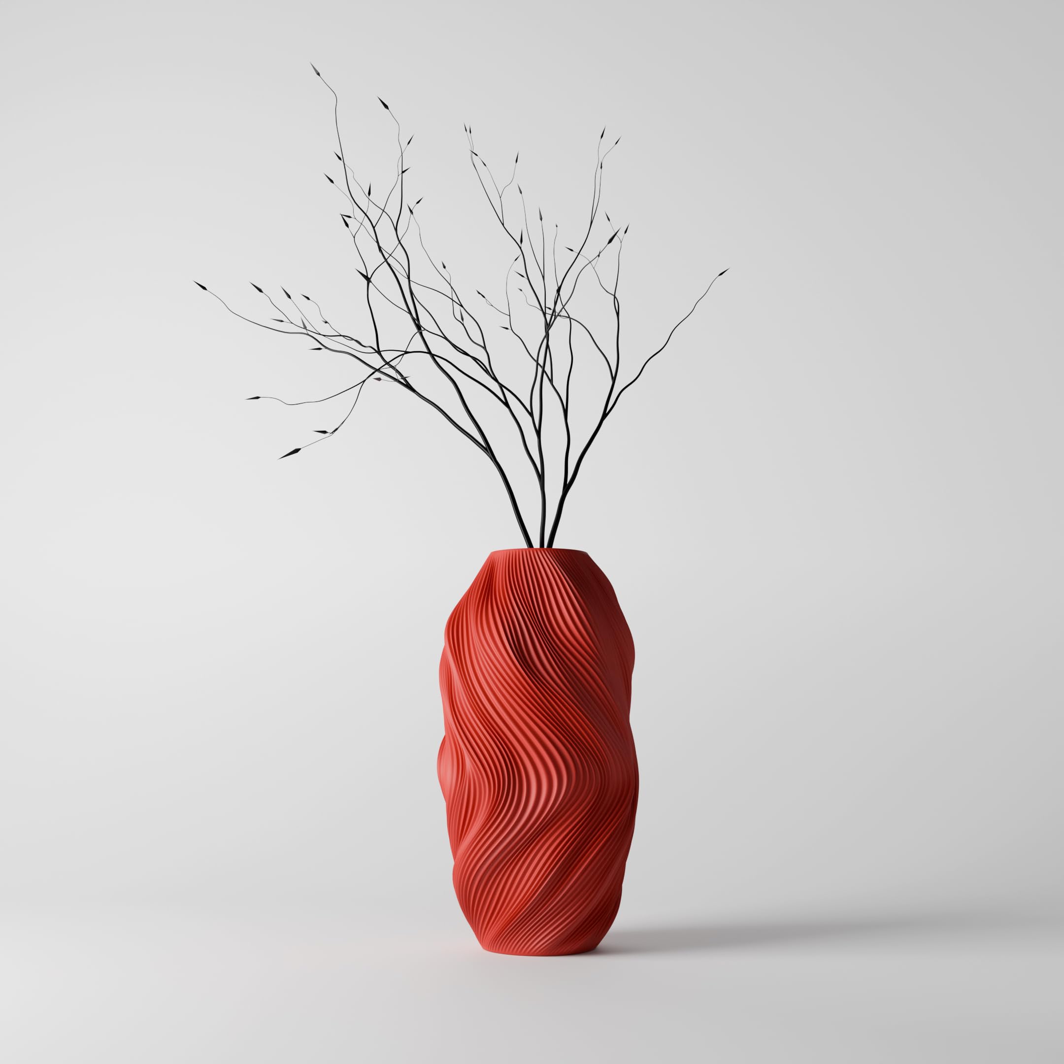 Eryn – 3D Printed Designer Vase by Layerde | Ripple-Form Sculptural Vase for Dried Flowers | Modern Nature-Inspired Luxury Home Décor Accessory (Oxide Red)-image-6