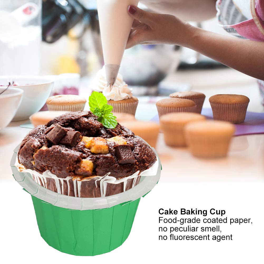 100 szt. kubki do owijania babeczek, jednorazowe zrób to sam papierowy kubek na muffinki papierowe kubki do pieczenia muffinki ciasto akcesoria do pieczenia (zielony)