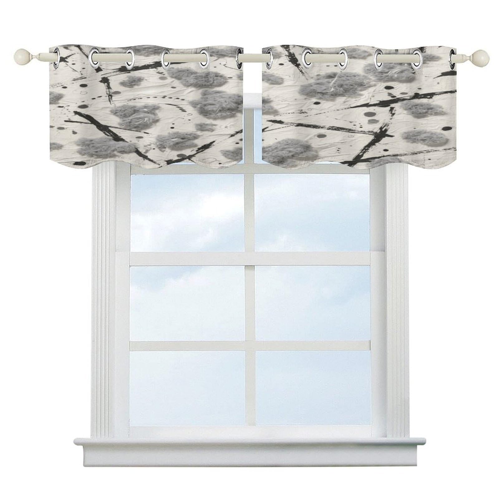 Fekiloot Style Ink Fluff Short Curtains Valance Curtain