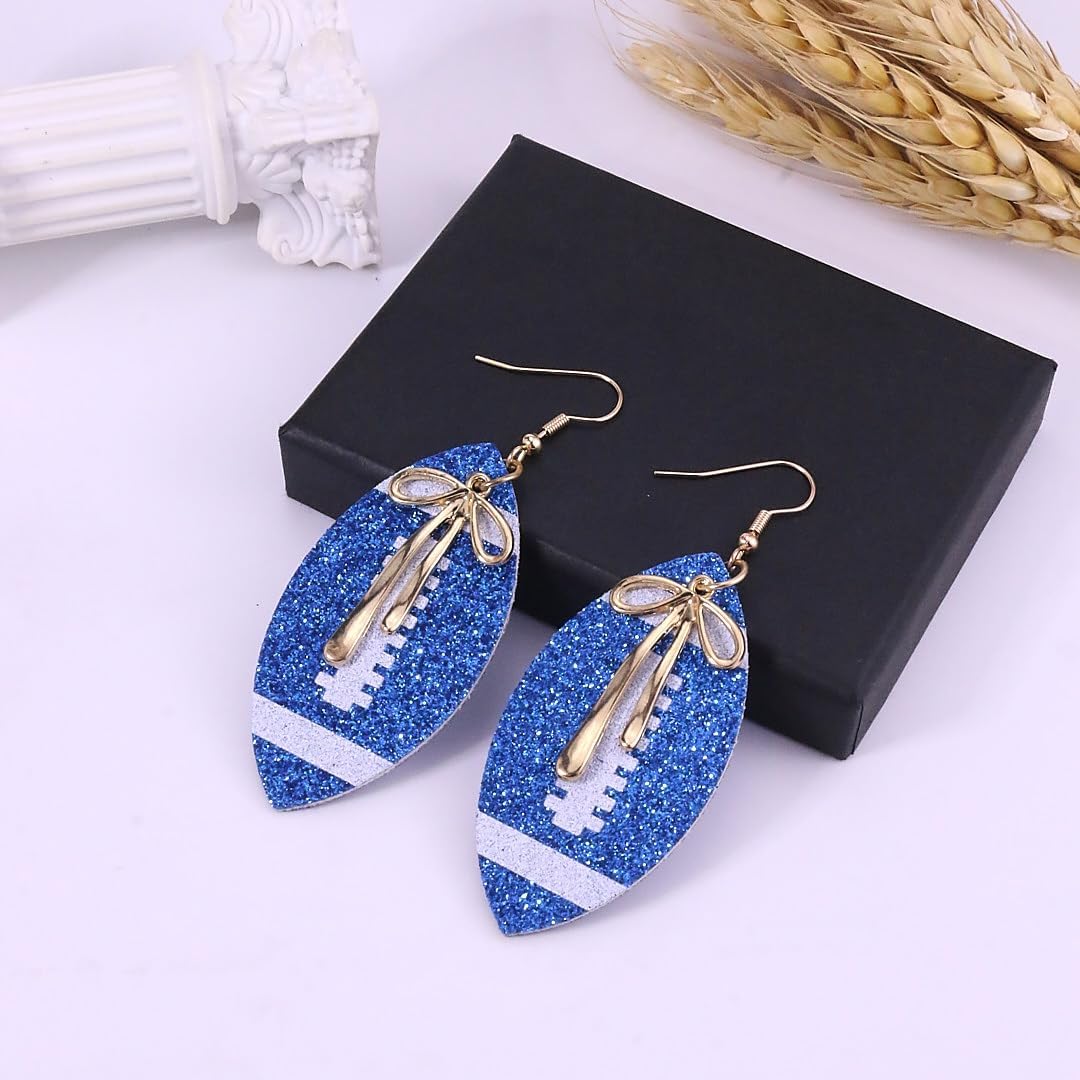 Football Earrings for Women Football Mom Accessorie Game Day Outfits Sparking Val Bowknot Sport Drop Earrings - Image 7