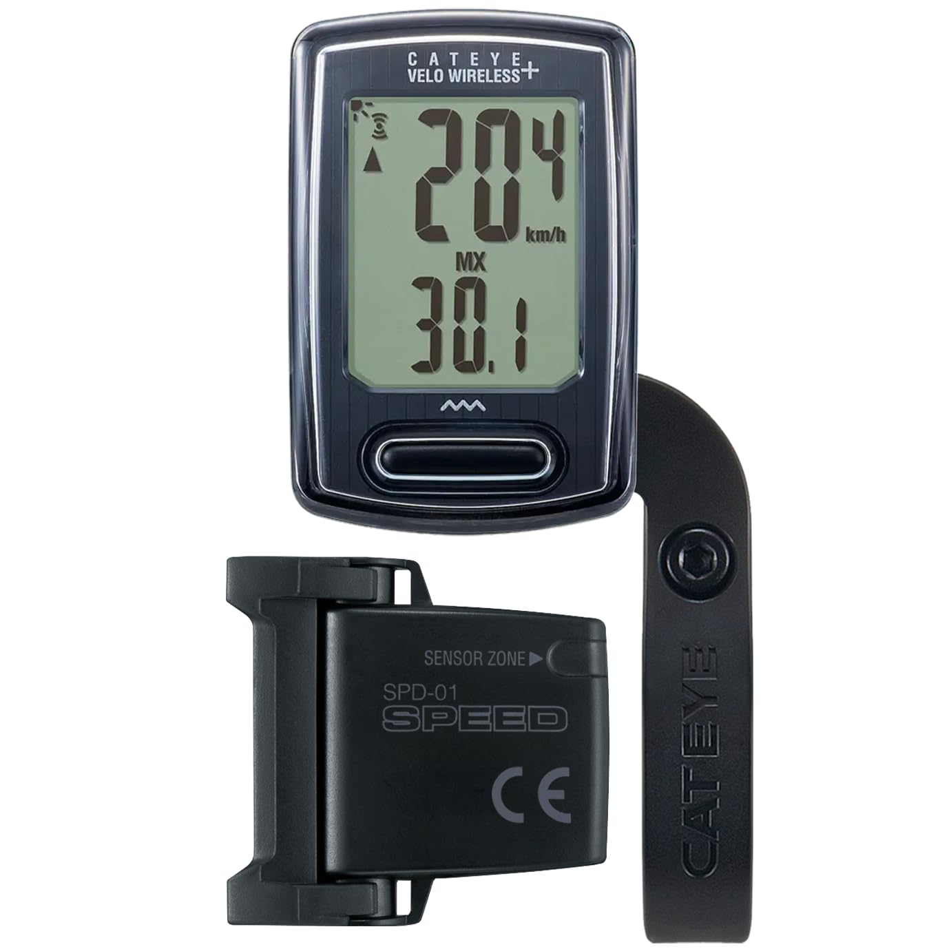 CATEYE Velo Wireless+ OF-100 – Analog Wireless Cyclocomputer, Speedometer & Odometer, Calorie Tracking, Out Front Mount, Auto Start/Stop, Programmable