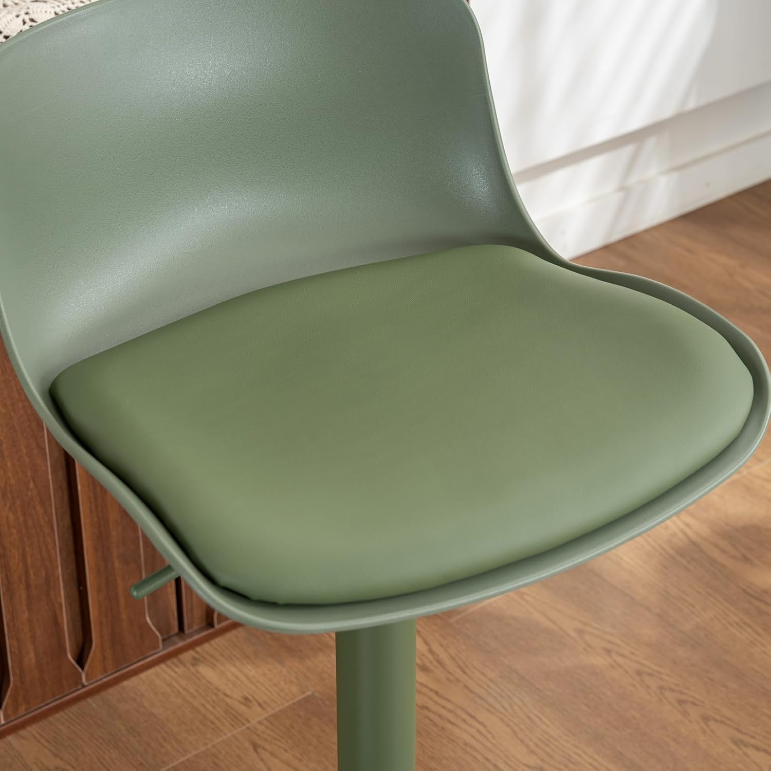 YOUNIKE Sgabello da Bar Verde Set di 2, Sgabelli da Cucina Girevole 360° Regolabili Altezza con Poggiapiedi, Moderno Seggiolone per Bar, Cucina, Bancone