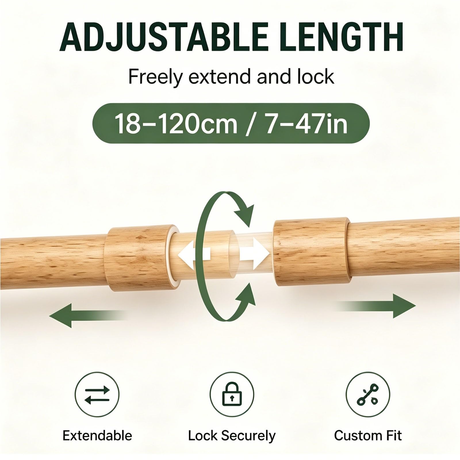 Shower Curtain Rods Tension, 7-47 In Adjustable Curtain Rod | Iron and Pvc Material, Load Capacity 8.8 Lbs，Anti Slip, No Drill for Kitchen, Bathroom, Cupboard(70-120cm/28-47in)