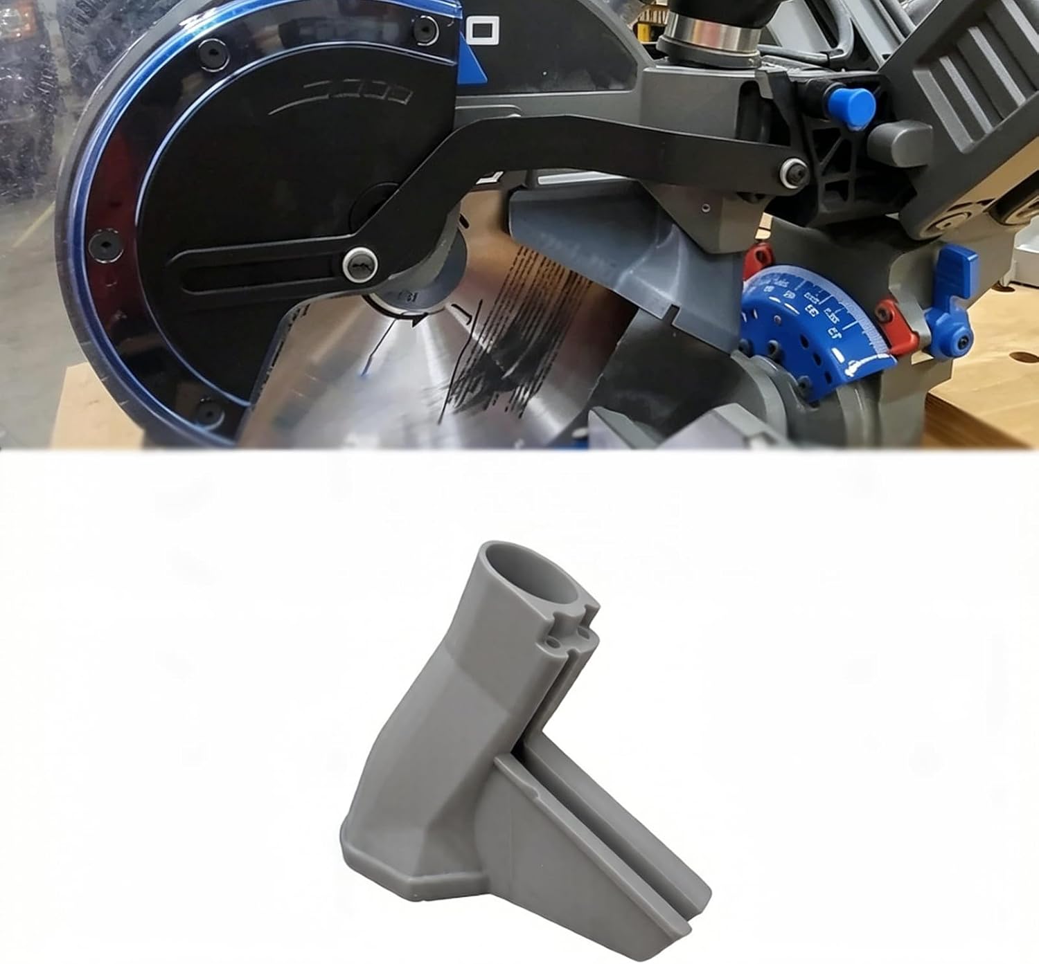 12" Miter Saw Dust Collection Chute Compatible with Delta Cruzer 26-2251 & Ridgid R4251, Replacement Dust Port Attachment, Improved Dust Control, Workshop Woodworking Accessory (Blue)