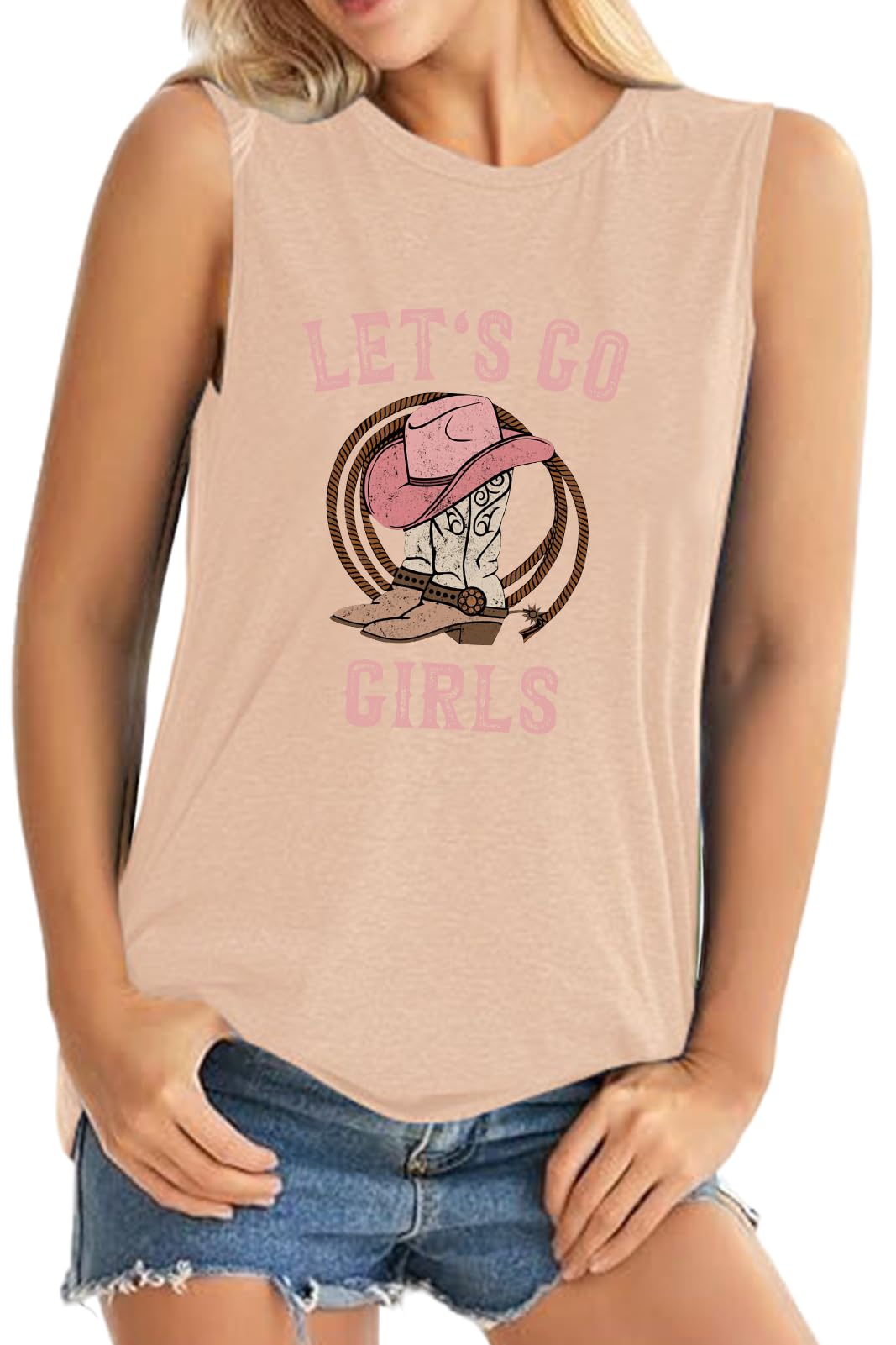 ALUS Womens Graphic Tank Tops Summer T Shirts Sleeveless Casual Loose Tunic Blouses