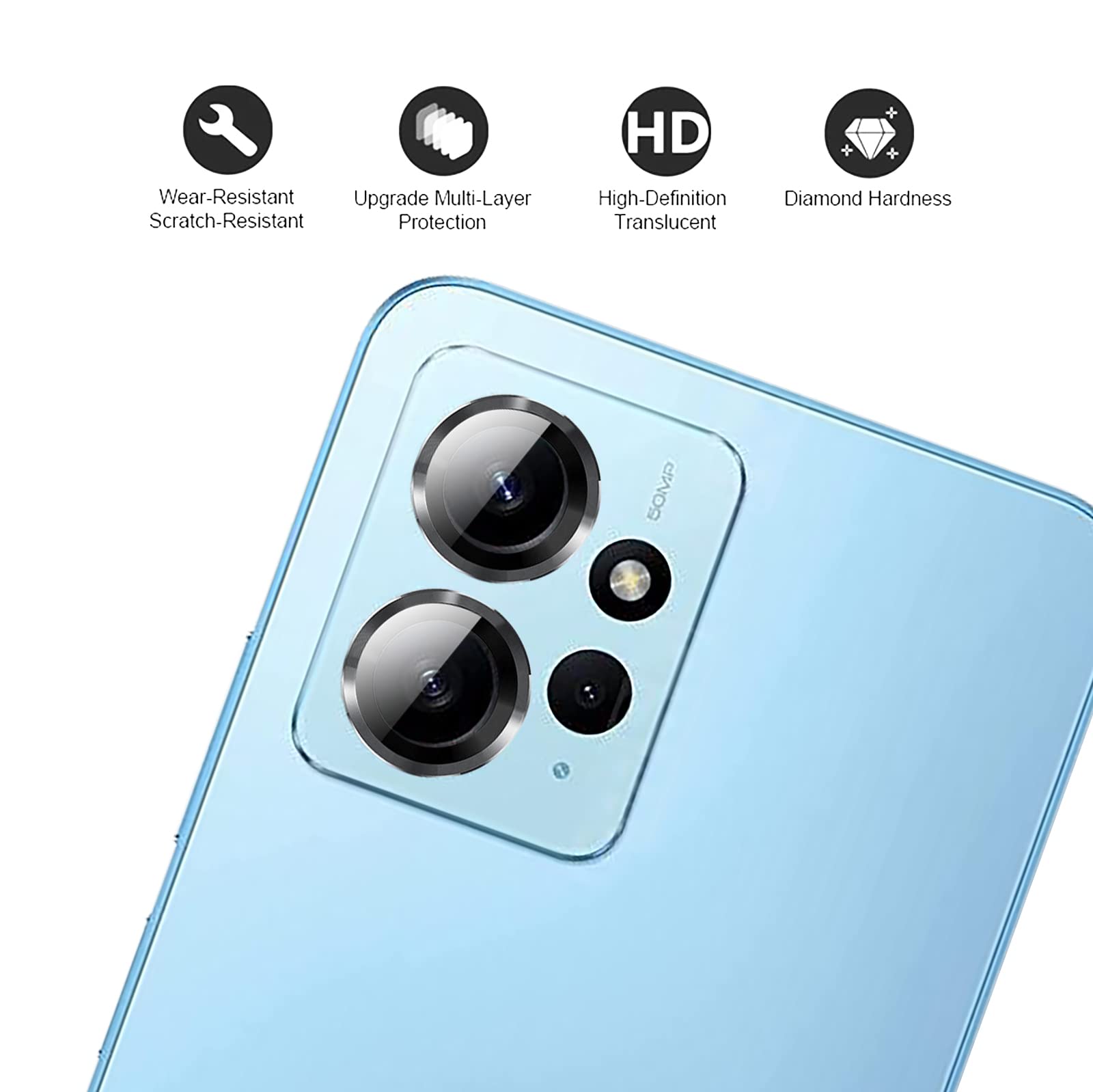 GIOPUEY [Super Sottile 4 Pezzi Pellicola Fotocamera Compatibile con Redmi Note 13 PRO 5G, HD Vetro Temperato [Resistente ai Graffi] Protezione Fotocamera per Redmi Note 13 PRO 5G