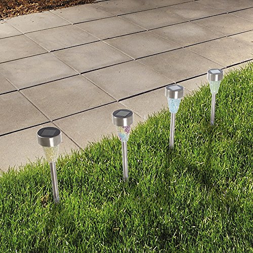Solar Outdoor Led Light, Battery Operated Stainless Steel Mosaic Pillar Path And Walkway Lights For Landscape, Patio And Pathways By Pure Garden #TOP4
