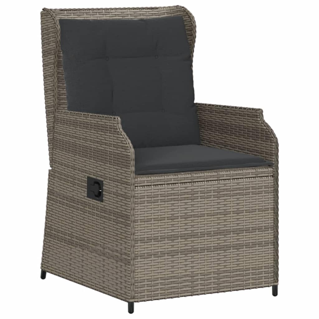 Poltrona da giardino con cuscino, 2 pezzi, regolabile, in rattan sintetico, resistente ai raggi UV, portata 110 kg, per giardino, terrazza ed esterni