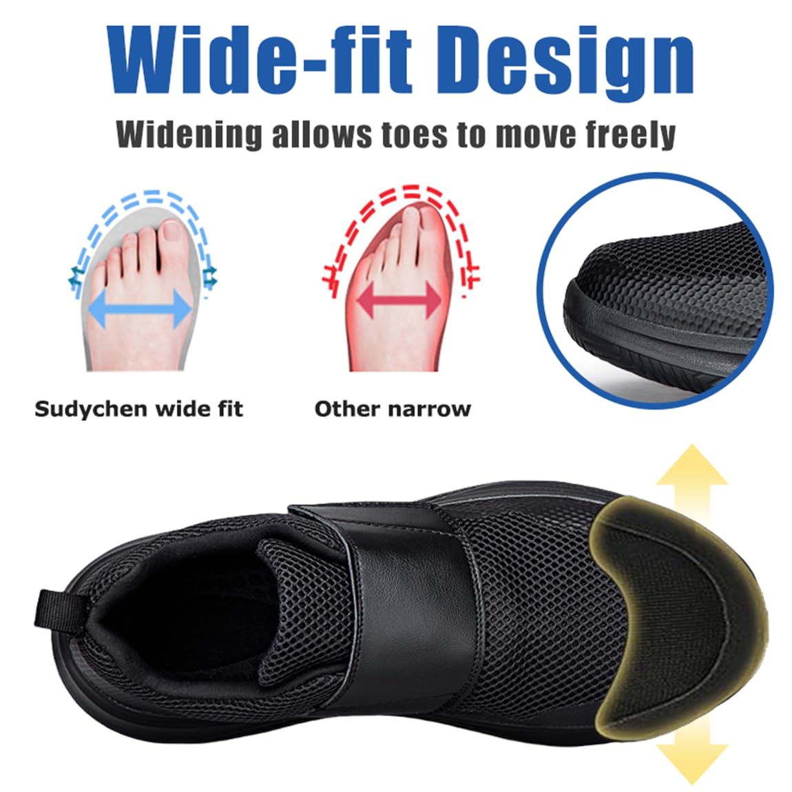 Scarpa Ortopediche Uomo Extra Larghe Scarpe da Passeggio Antiscivolo con Supporto Camminare Casual Lavoro Comode Estive