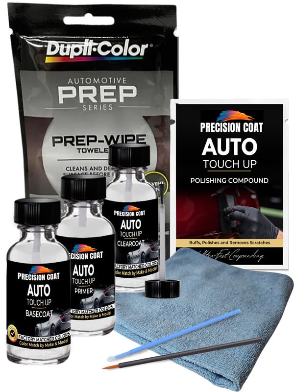 Compatible With 1956 Plymouth Cape Cod Gray (30731) Factory Matched High Gloss Basecoat Clearcoat Exact Match Color - Touch Up Paint Kit Includes Primer, Prep Wipe & Polishing Compound