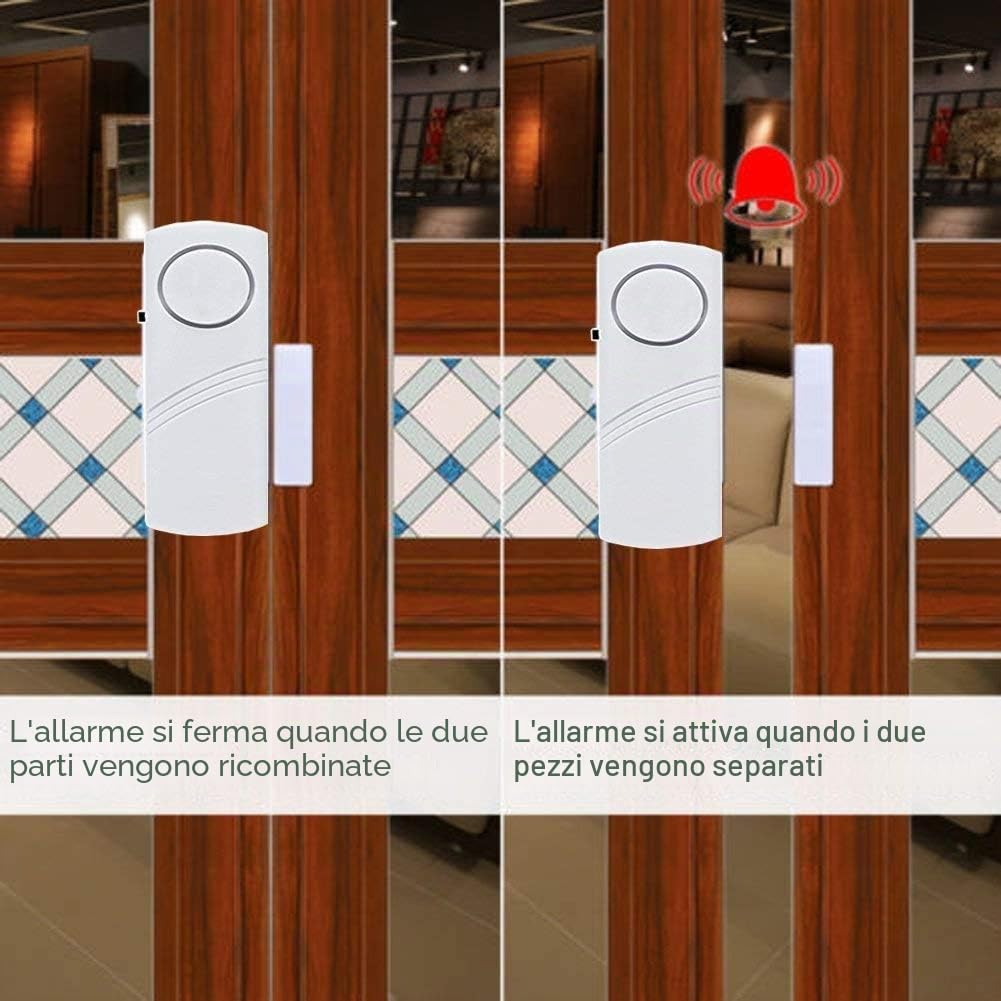NICE Home Campanello di allarme per porte e finestre di sicurezza personale | Sensore wireless per porte e finestre | Confezione da 10