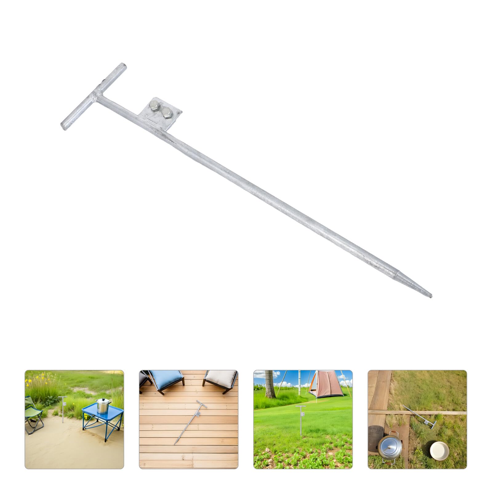 Hemobllo Asta di Messa a Terra Zincata a T 12x500mm Set 2 Pezzi per Impianti Elettrici Domestici e Industriali Doppio Foro, Barre di Messa a Terra Resistenti Agli Agenti Atmosferici