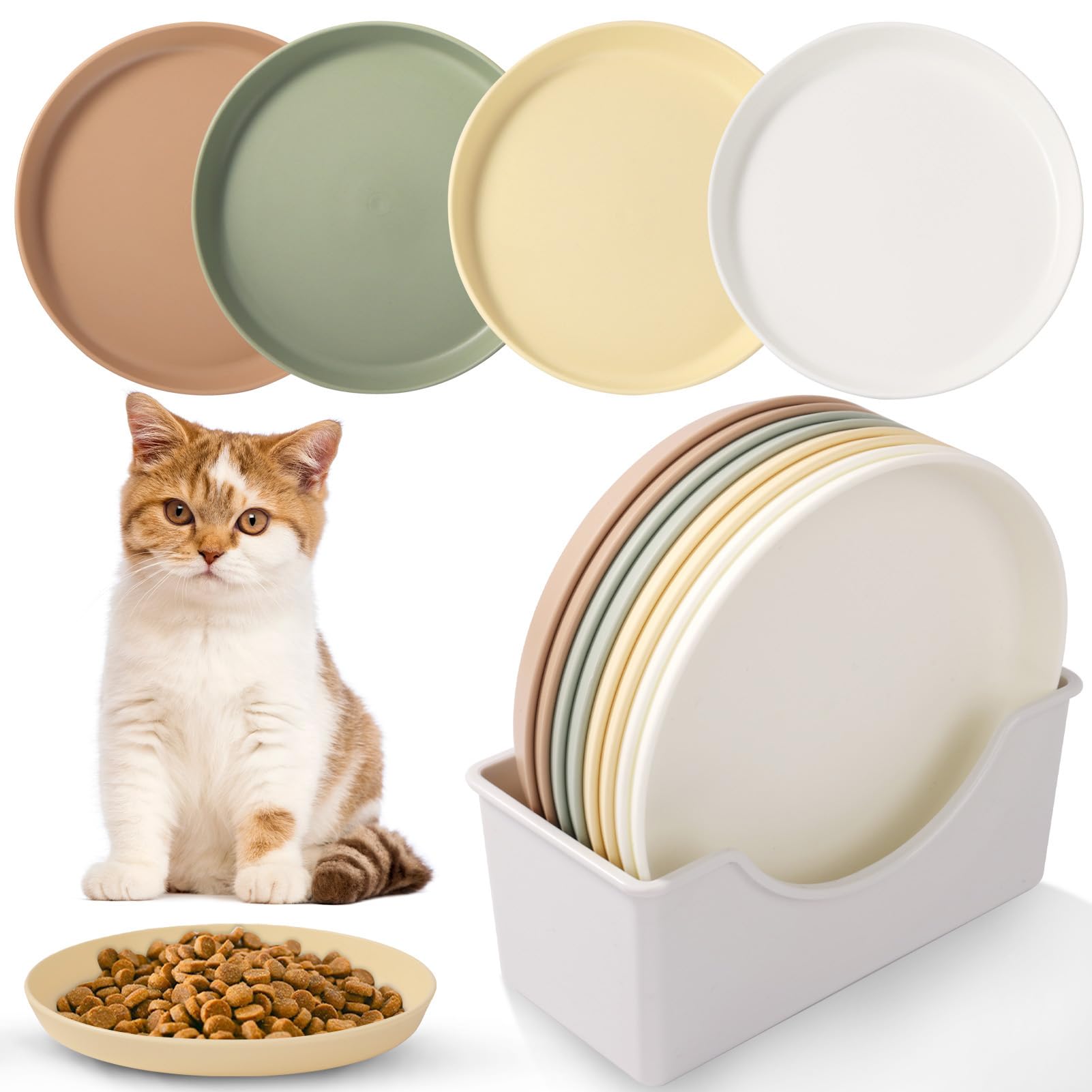 8 Piezas Comedero Gato, Pet Tazones para Gatos, Cuenco Comida Redondo Gato, Cuenco Colorido para Gatos - Perros, Gatos, Conejos