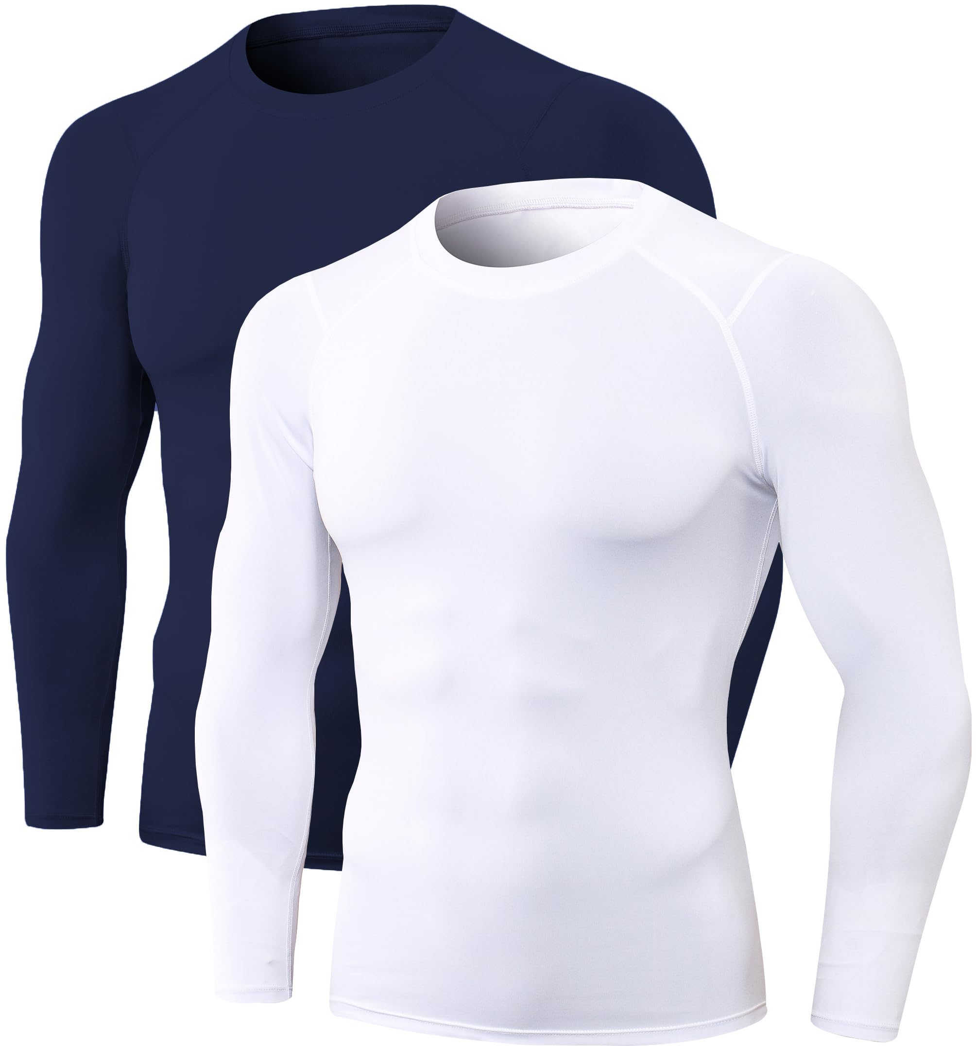 Maglietta a Compressione da Uomo, a Maniche Lunghe, Strato Base, ad Asciugatura Rapida, per Allenamento, Sport, Corsa