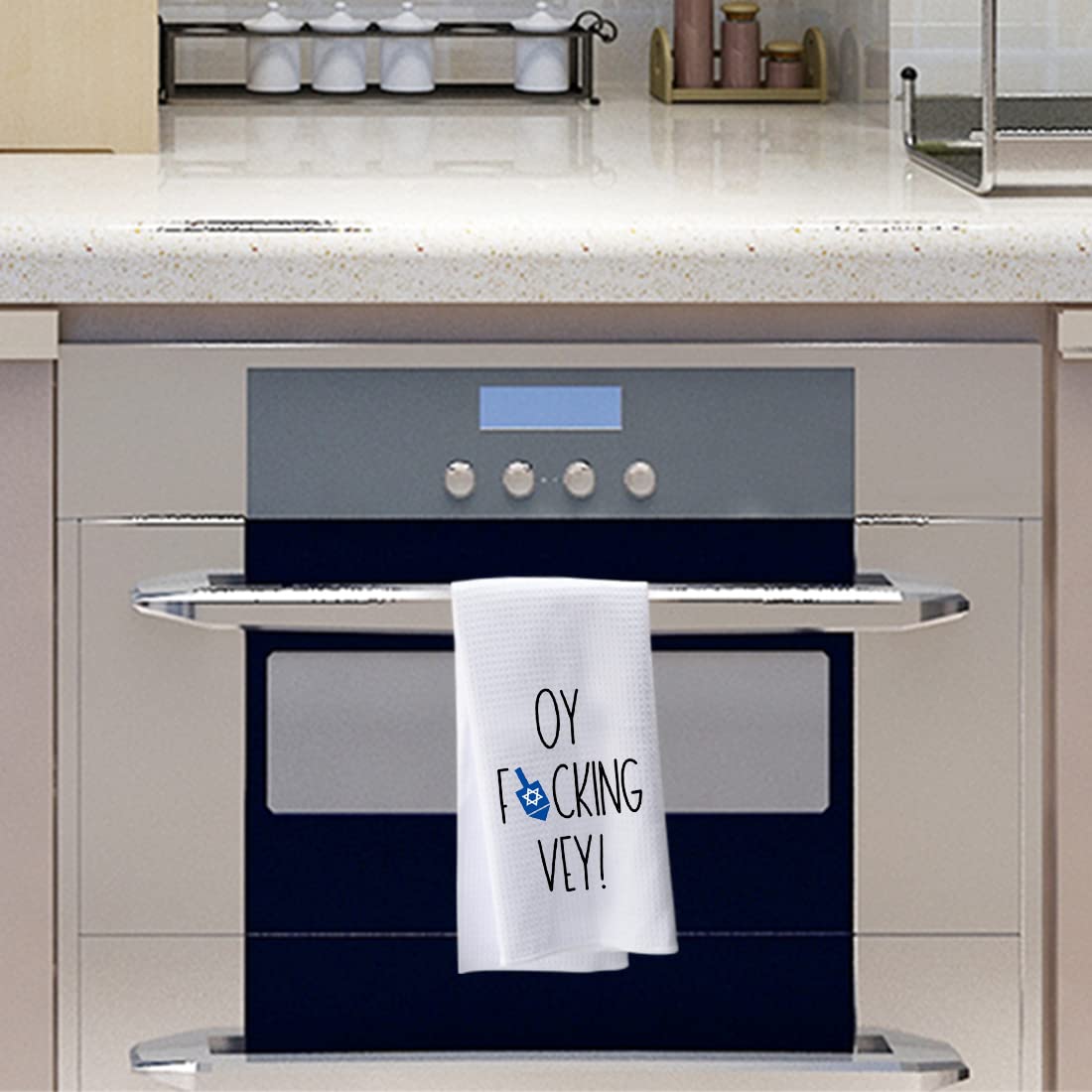 Funny Hanukkah Kitchen Towel Happy Hanukkah Gift Kitchen Towel Dish Towel (FUCKING VEY-T), 40.5 x 61 cm - Image 3