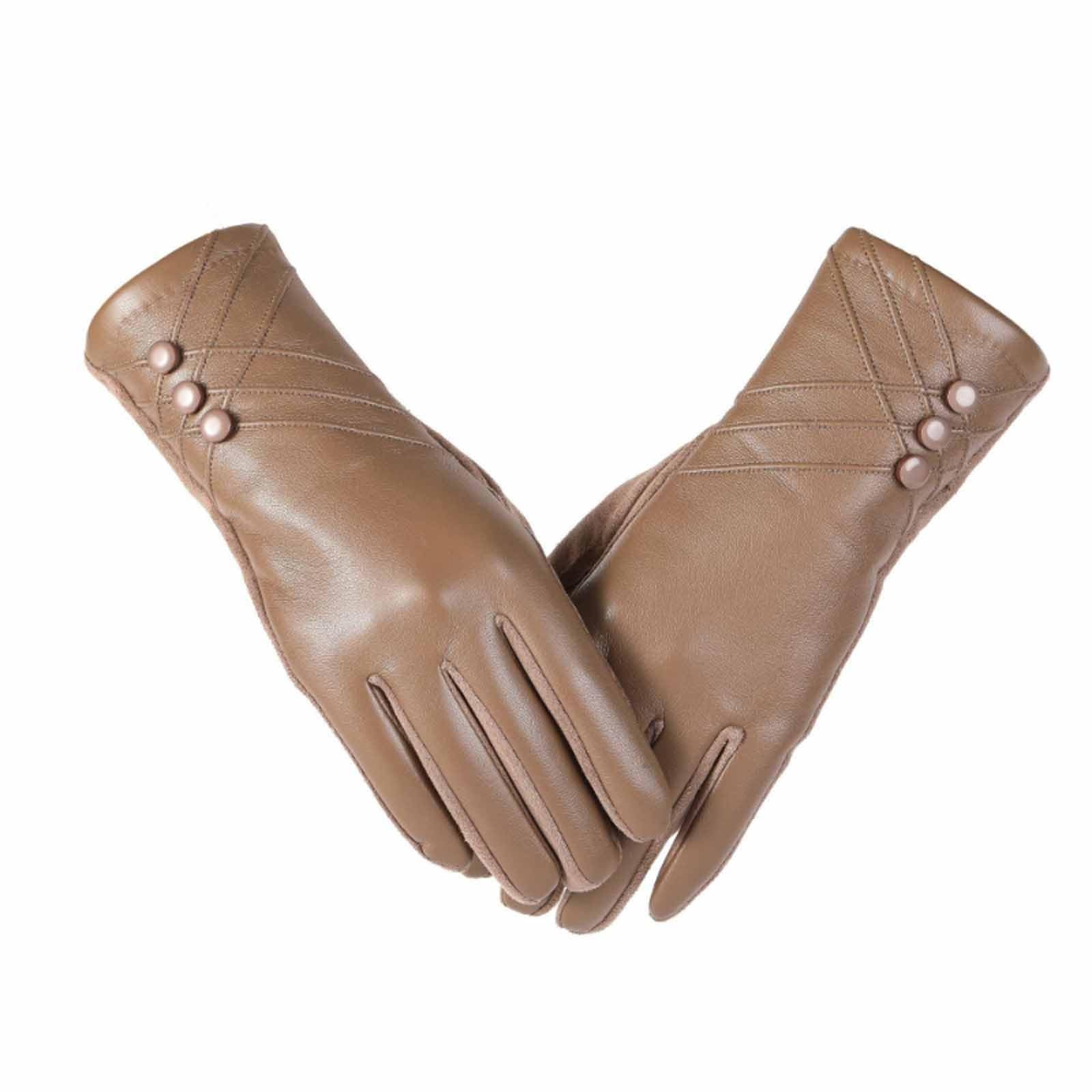 Winter Leather Gloves for Women Touchscreen Texting Gloves Wool Fleece Lined Driving Glove Windproof Cycling Glove