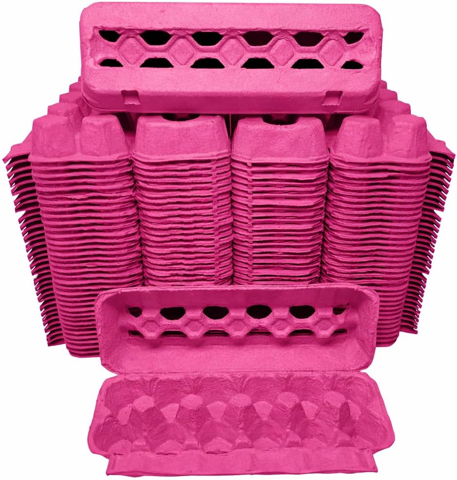 Cackle Hatchery Vented Paper Pulp Egg Cartons Holds 1 Dozen Chicken Eggs - Pink (72)