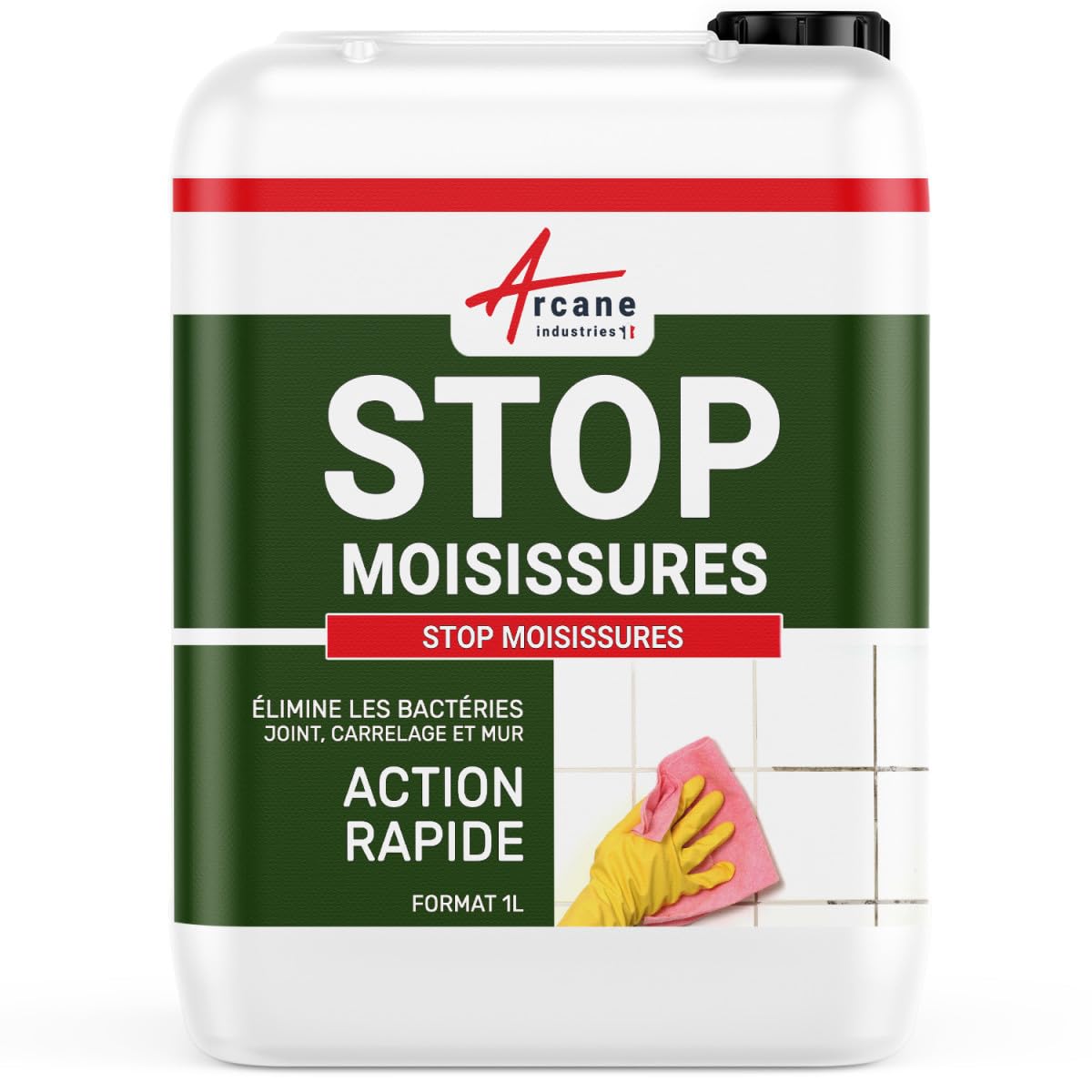 Anti moisissure salle de bain, mur intérieur et plafond - Produit surpuissant à effet immédiat pour taches sur murs et joints carrelage | STOP MOISISSURE - 1 L - ARCANE INDUSTRIES