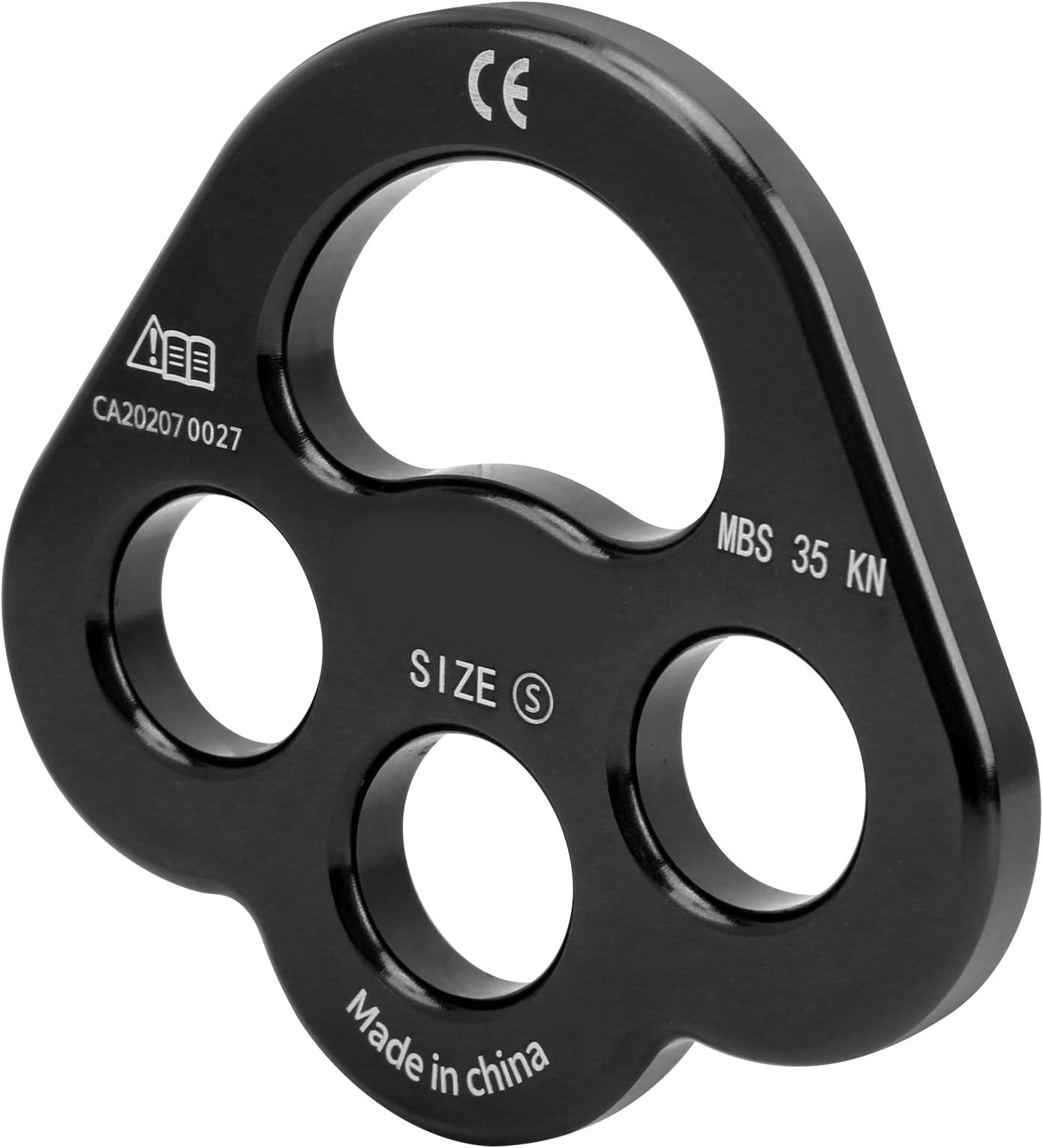 Rigging Plate, 35KN 3 Holes Force Rigging Plate Force Plate Anchor Divider Finger Force Plate Climbing Equipment for Downhill, Rock Climbing, Ice Climbing (Black)