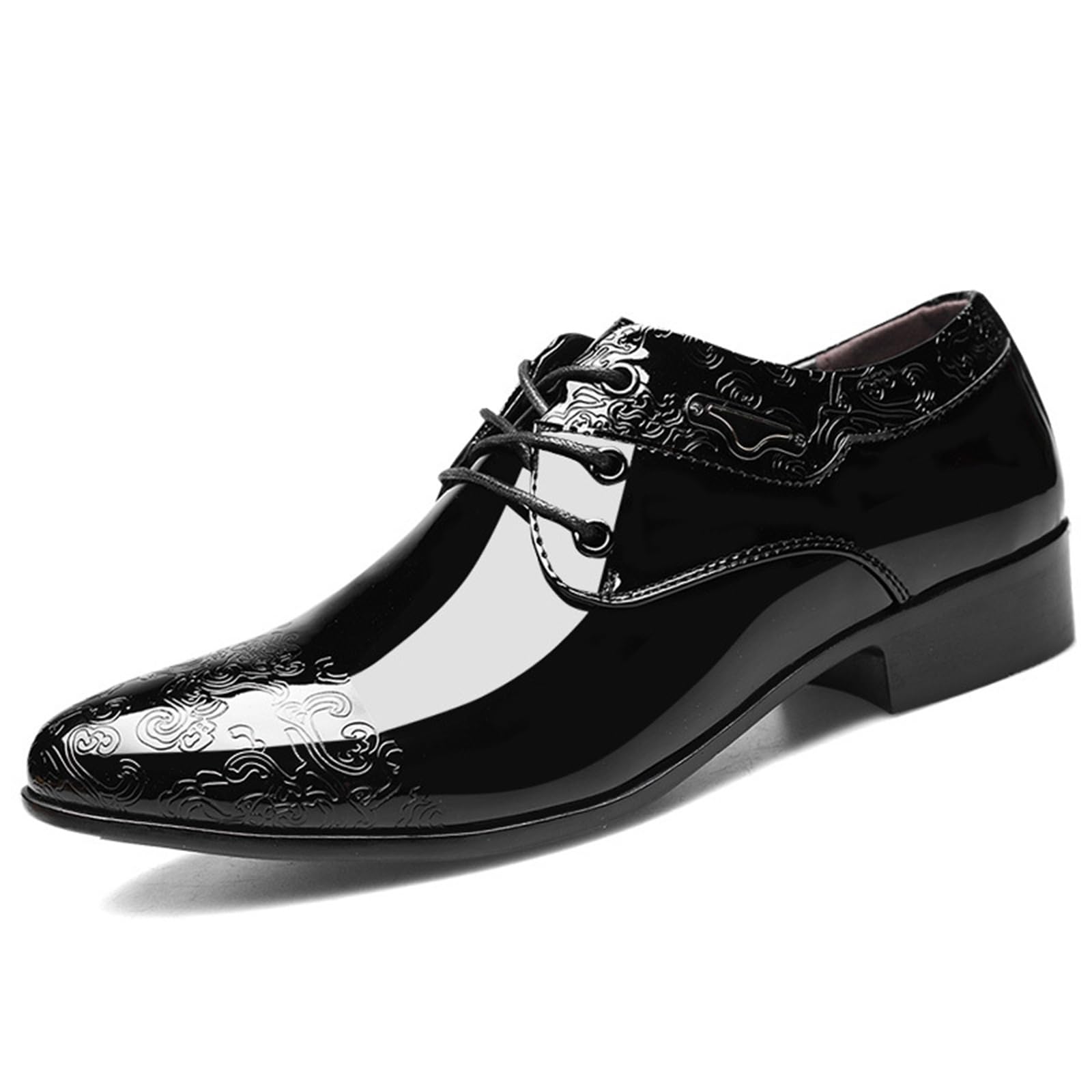 Scarpe Oxford da Uomo in Pelle Verniciata con Lacci Punta Affilata Scarpe da Cerimonia da Lavoro da Smoking