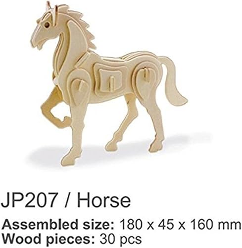 Miniatura 6 de Modelo de construcción de caballos de bricolaje 3D para ensamblar rompecabezas de madera, kit de juguete para niños y adultos
