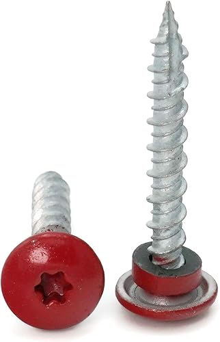 Miniatura 3 de Tornillos mecánicos galvanizados para techos de bajo perfil, acabado rojo carmesí - #10, Rojo