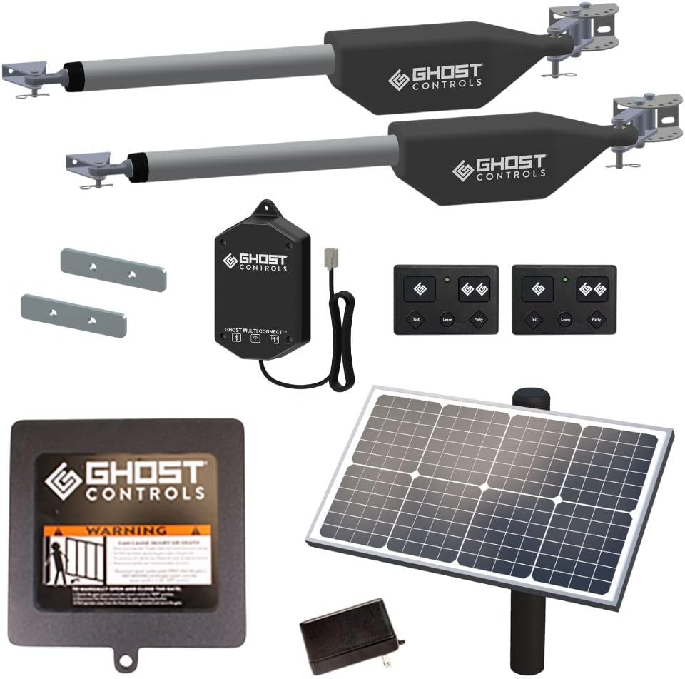 Ghost Controls Pro Dual Solar Automatic Gate Opener Smart Bundle with 30w Solar Panel and MultiConnect