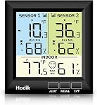 HODIK Thermomètre réfrigérateur avec réfrigérateur d'alarme, 100M Thermomètre numérique sans fil avec 3 Backlight réglable pour cuisine Home Restaurant Noir
