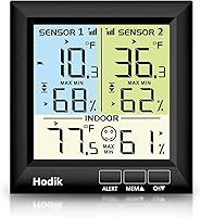 Vista 8 de Termómetro inalámbrico para congelador con alarma, termómetro para refrigerador, congelador y alarma, termómetro digital con 3 retroiluminación