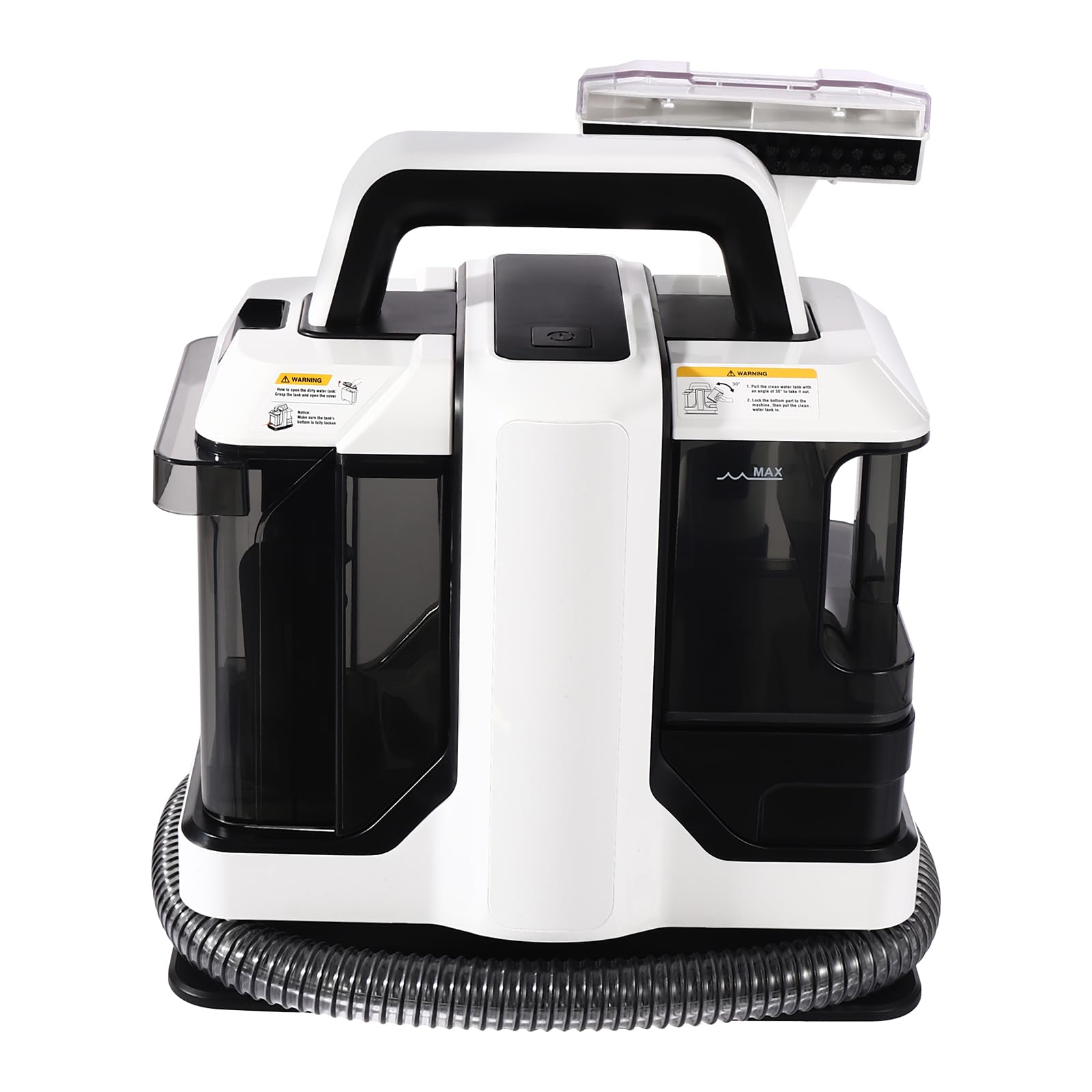 Limpiador de alfombras de 450 W, limpiador de tapicería, 2 tanques de agua, con asa, dispositivo limpiador de alfombras y tapicería, para eliminar manchas, suciedad y