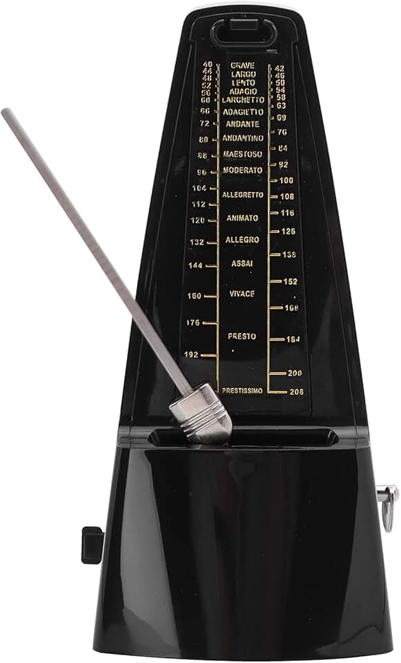 Metrônomo mecânico, metrônomo de pêndulo universal, design elegante, temporizador de música para piano, guitarra, violino, bateria e outros instrumentos (preto)