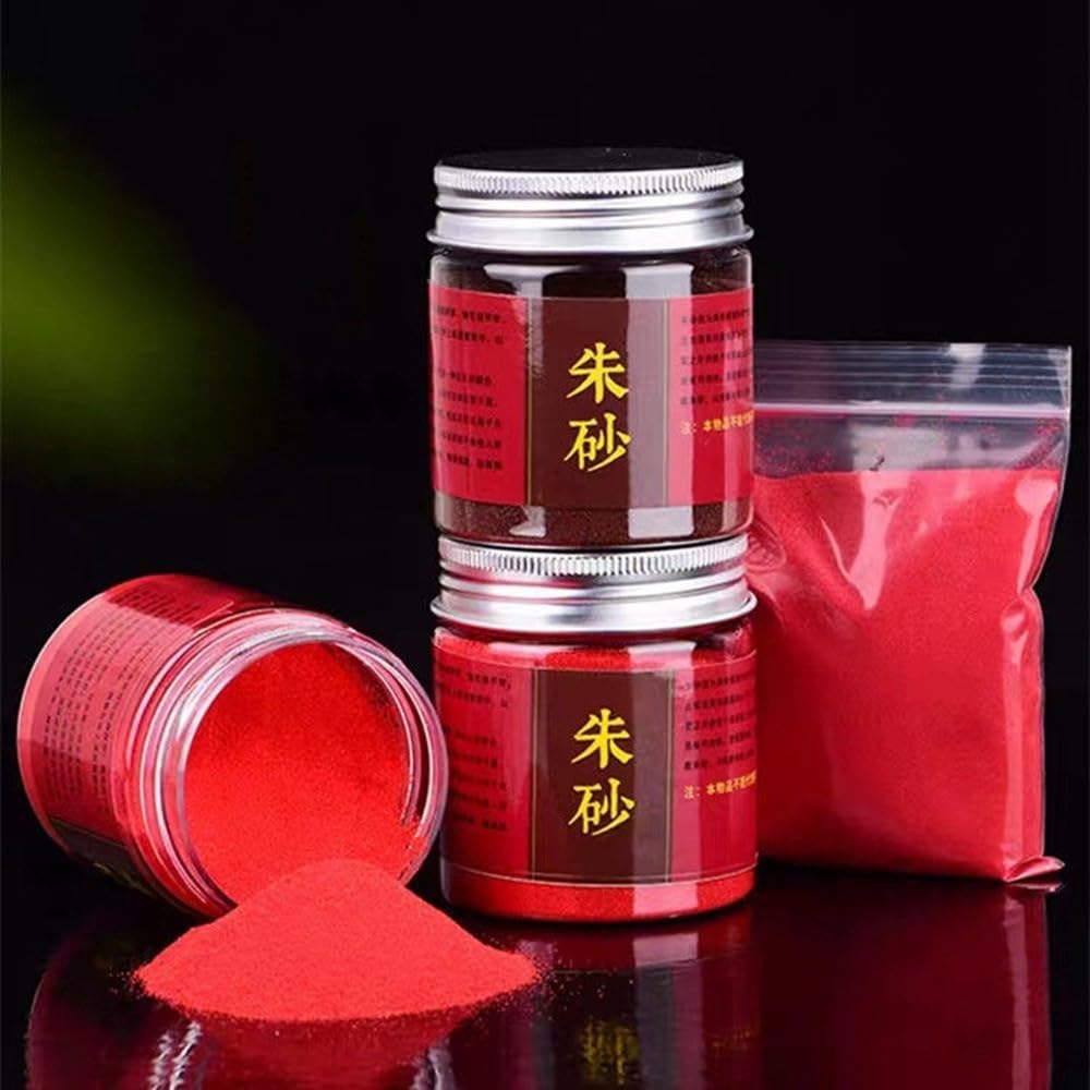 Zhmyyxgs feng shui Natural Red sand Cinnabar Powder Crystal Pigment Powder Cinnabar Original Stone Ink Powder for Taoists Evil Spirit Charm Writing Scratching charms very fine powder 300 mesh (500g)