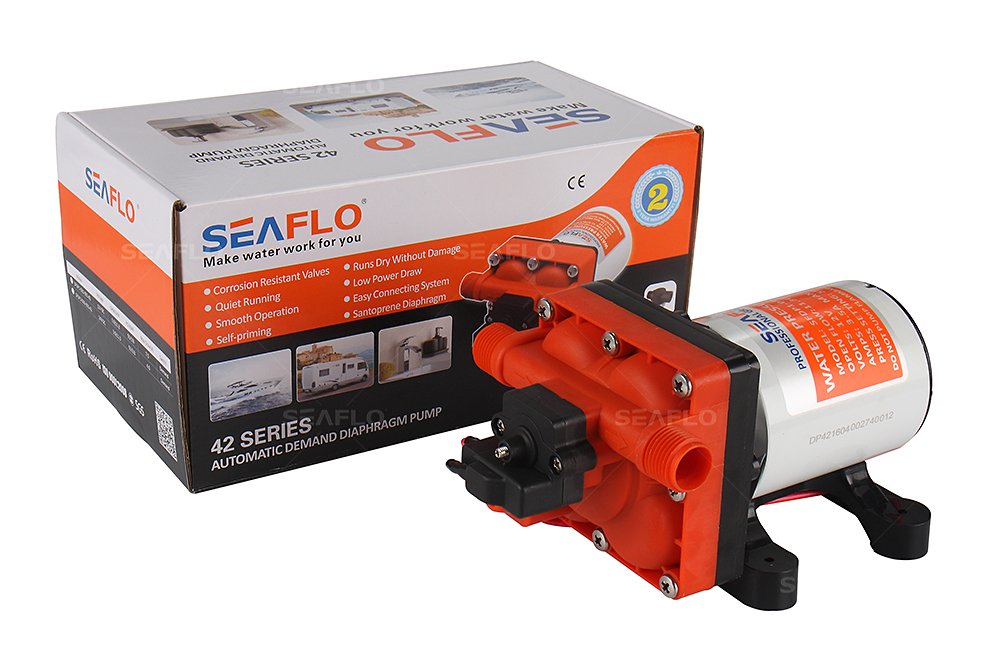 Seaflo Membranpumpe der Serie 42 mit Bypass für reduziertes Radfahren 12V/24V 11.3 LPM 55 PSI (24 Volt)