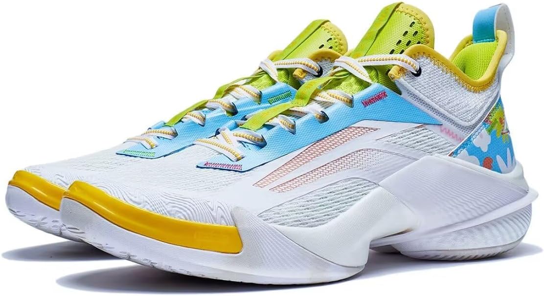 LI-NING Power X Men Professional Basketball Shoes Cushion Lining Sport Shoes Sneakers White Blue Yellow Yellow US 10.5
