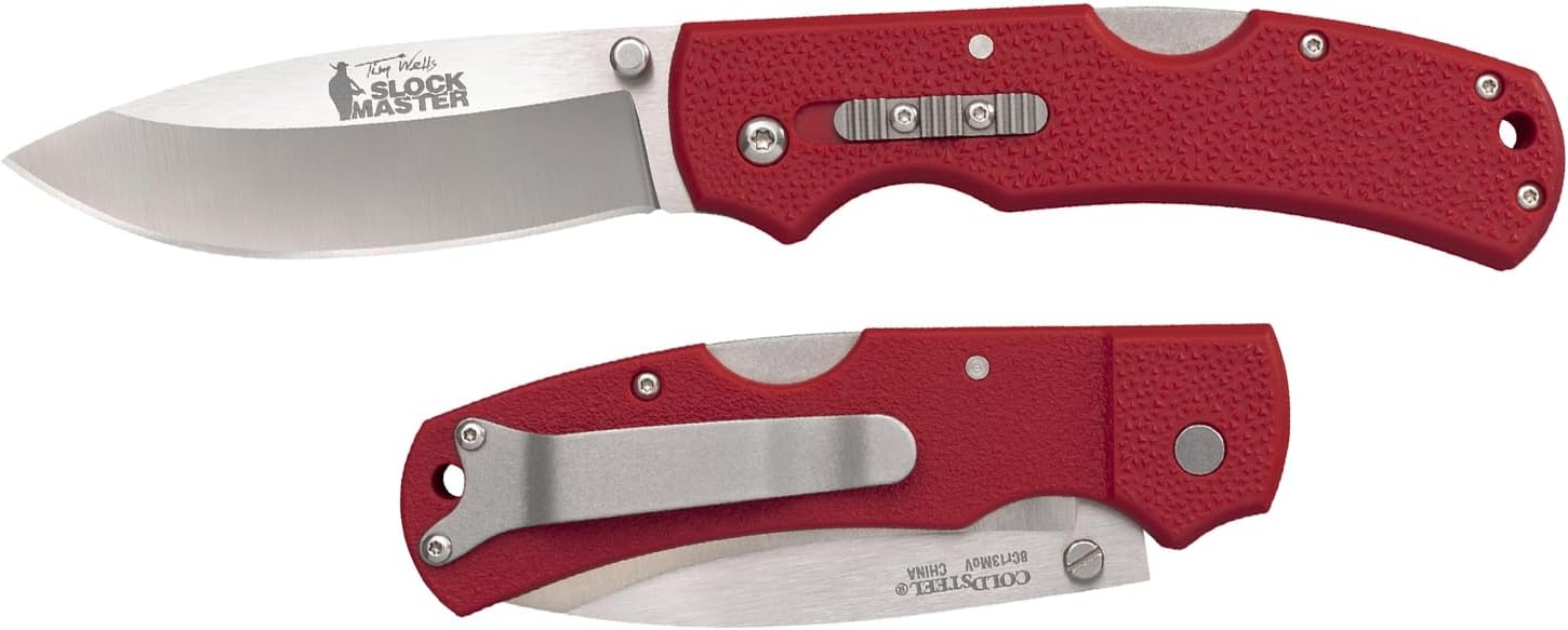Cold Steel Double Safe Hunter Slock Master 3.5" 8Cr13MoV Drop Point Blade 4.875" GFN Handle Hunting Folding Knife w/Rocker Lock