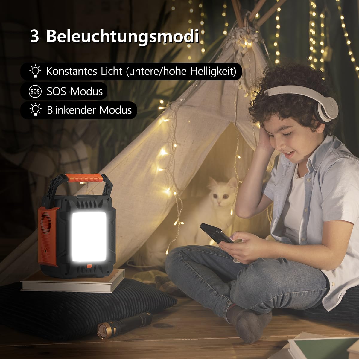 FlashFish Generador Solar Portatil de 172,8 Wh,Estacion de Energia Portatil de CA 230V,200W(400W Pico), con CA/CC/USB/luz LED, Generador Electrico para cortes de energía en casa y en exteriores