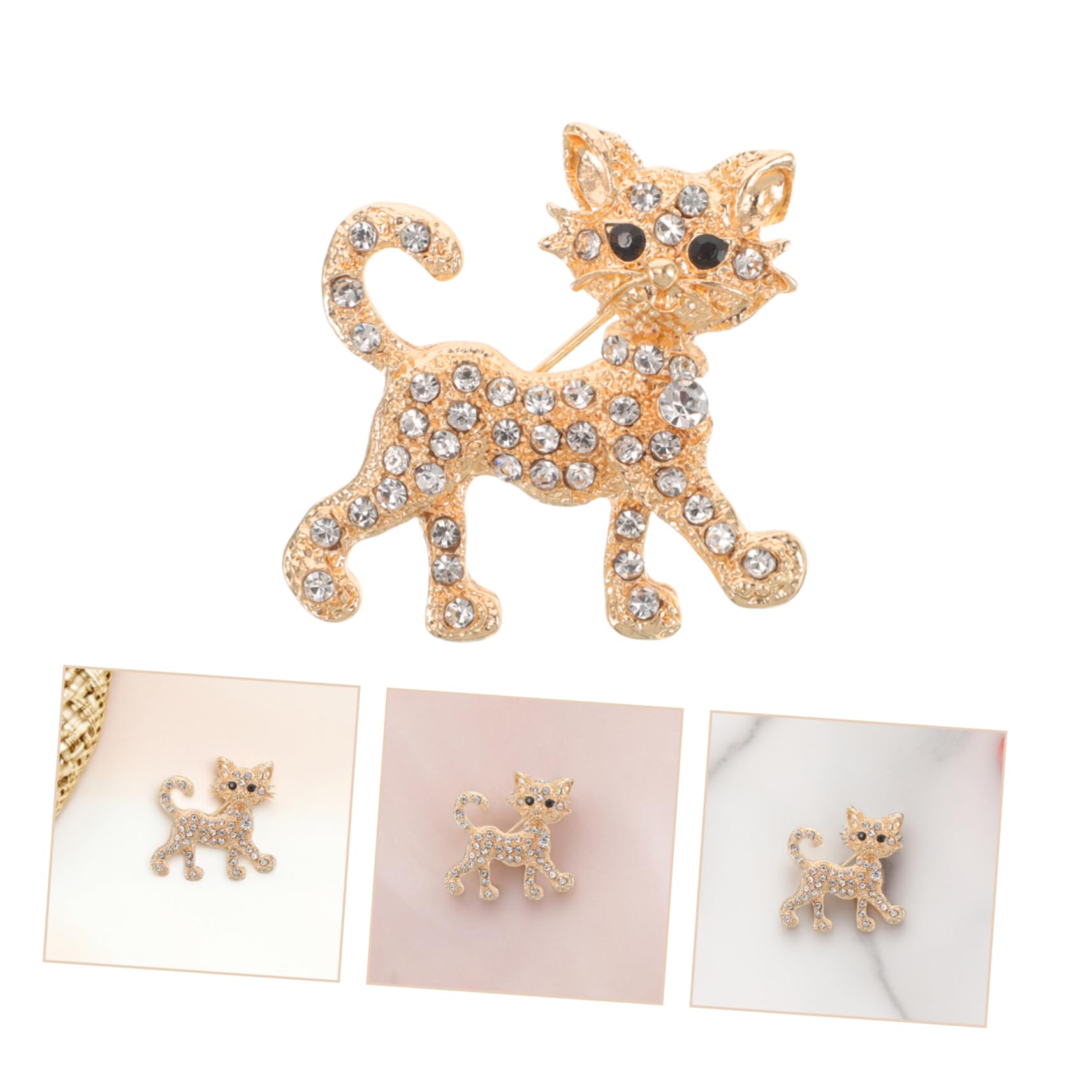 Broches de Moda con Forma de Gato, Lindos, con Diamantes de imitación, Accesorios para Bolsos y Solapas de Animales adorables para Mujeres.