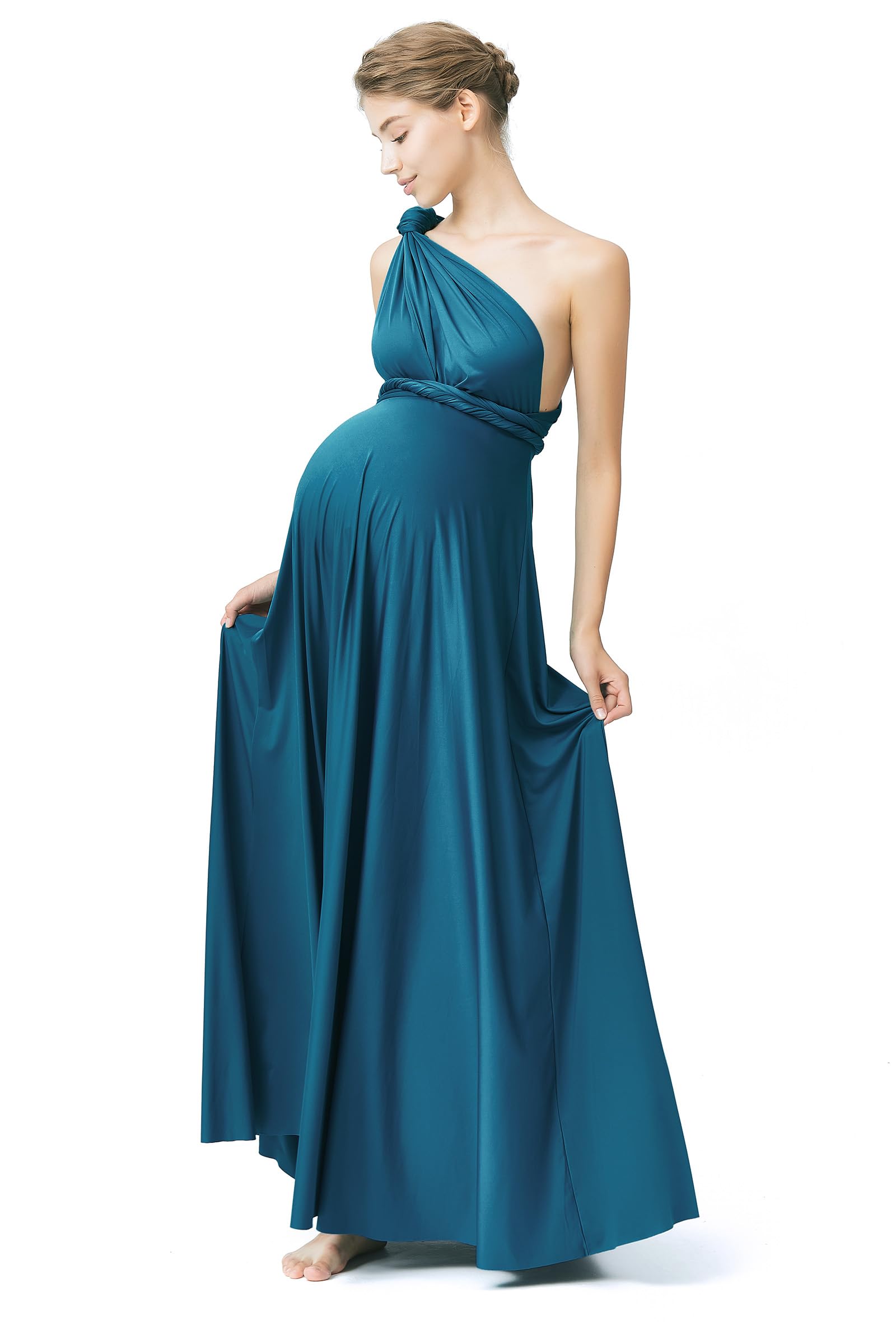 72styles Infinity Wickelkleid für Schwangere Damen - Elegantes Umstandskleid als Maxikleid für Babyparty, Hochzeitsgast, Fotoshooting & Festliche Anlässe Verstellbares Abendkleid