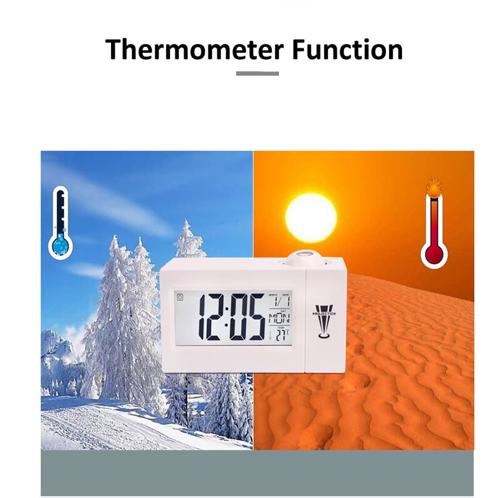 LELED Digitaler Projektionswecker, Temperaturthermometer, Desktop-Zeit, Datumsanzeige, Projektor-Kalender (D 147 x 55 x 89 mm)
