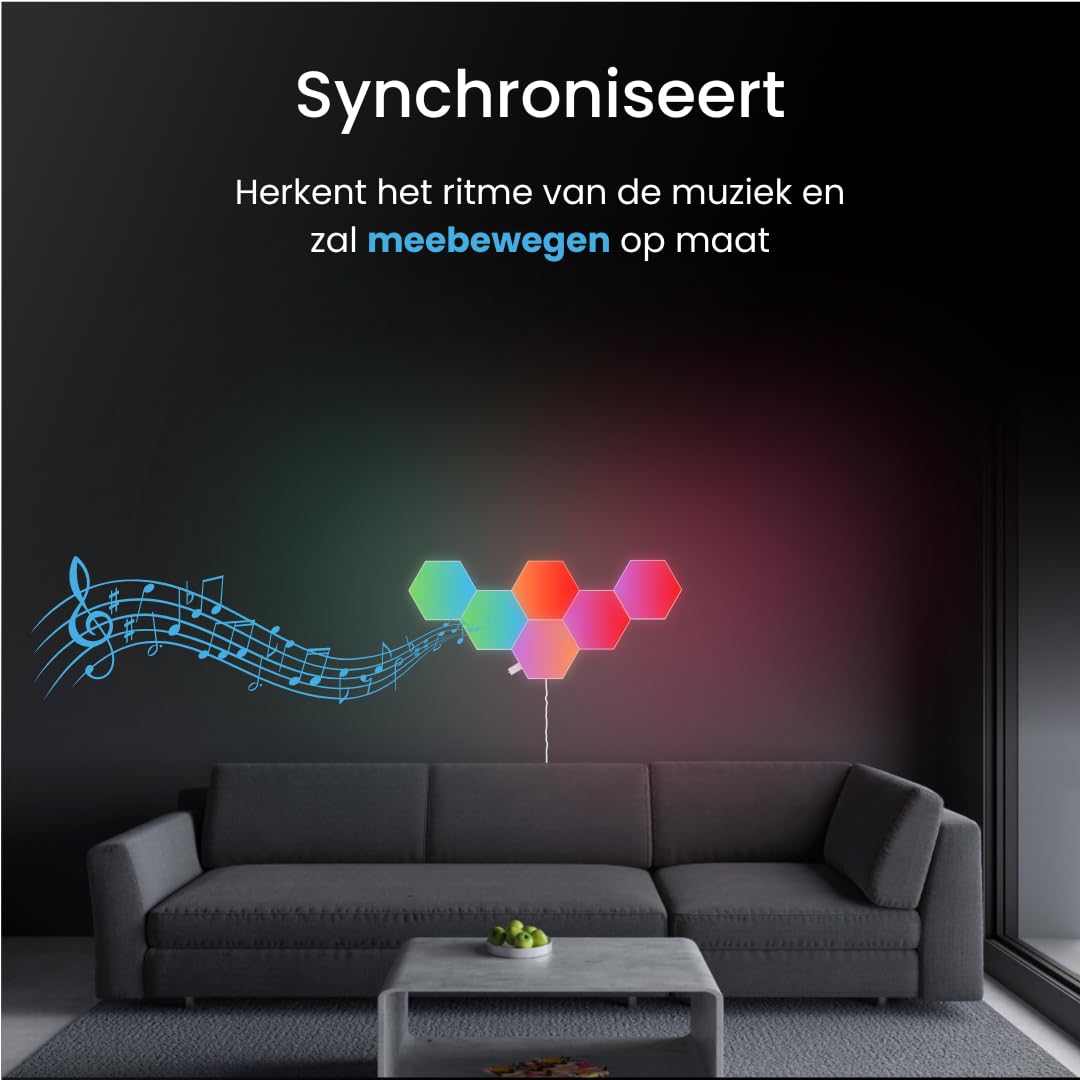 Hexagon LED Lights Touch - Wandleuchte Innen - RGB LED Beleuchtung - Gaming Zubehör - Hexagon LED Panels - 10 Stück