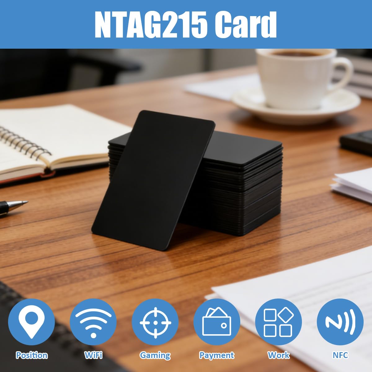 25 Stück NFC Karten Schwarz, Wiederbeschreibbar NFC Cards NTAG215, 504 Byte Speicher Programmierbar Chip Tag, Blanko Digitale Visitenkarte, Visitenkartenchip für Allen NFC Fähigen Mobilgeräten