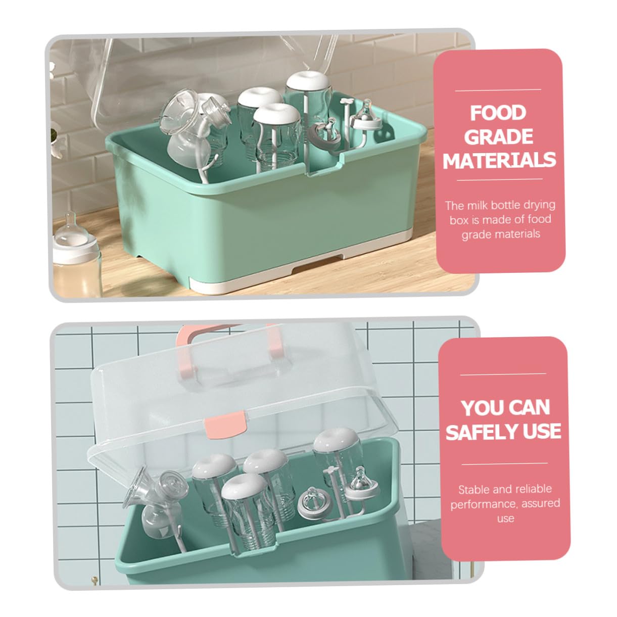 Babyflaschen Trockenbox mit Deckel Organizer für Babyflaschen und Babybesteck Freier Aufbewahrungsbehälter mit Abtropfschale für Küche und Stillzubehör