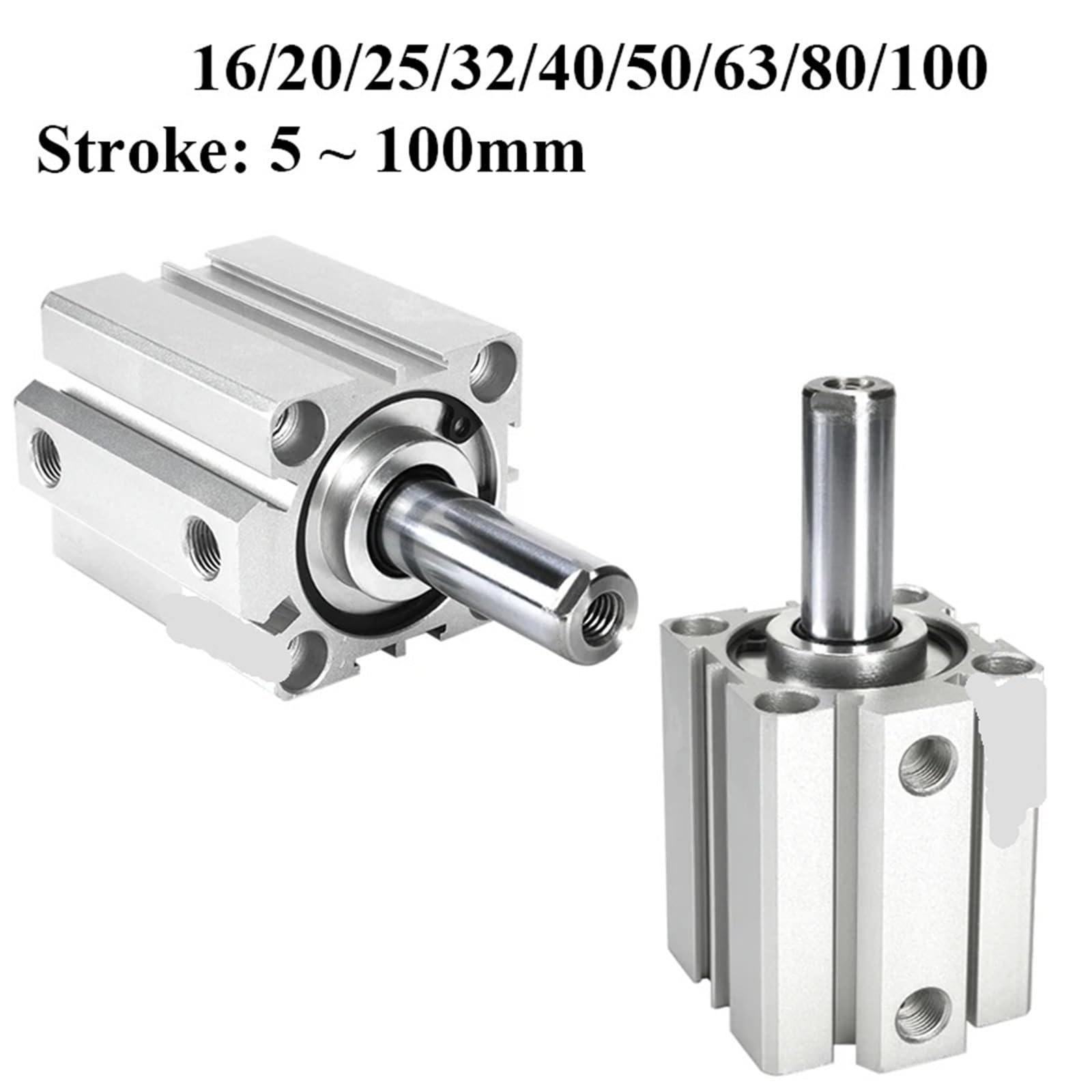 1 unidad de cilindro neumático compacto de doble efecto, serie 16/20/25/32/40/50/63/180/100, carrera de 5 mm a 100 mm.(80mm,SDA63(Bore 63mm))