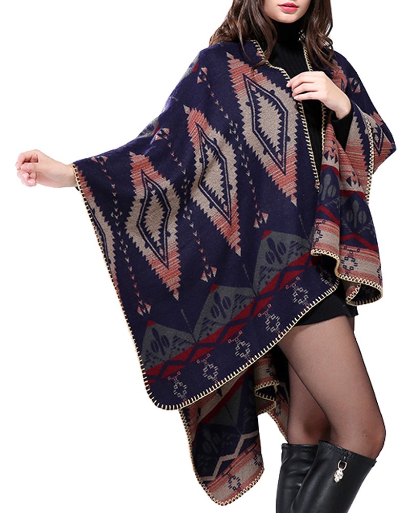 Urban CoCo Capa estilo poncho para mujer con color en bloque y frente abierto