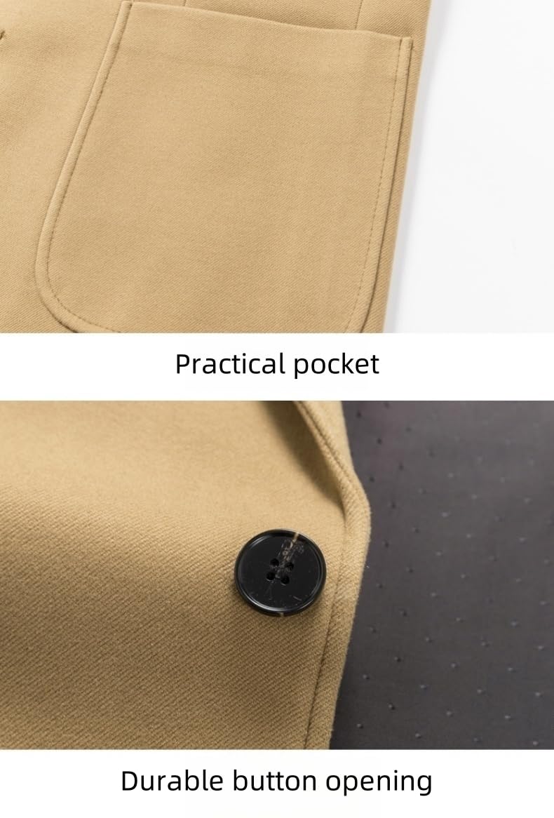 Blazer in Tweed da Uomo Giacca da Completo con Bavero A Due Bottoni Giacca Sportiva Leggera Foderatuta con Tasche Appartatto Business Casual da Lavoro con Petto Singolo Antivento