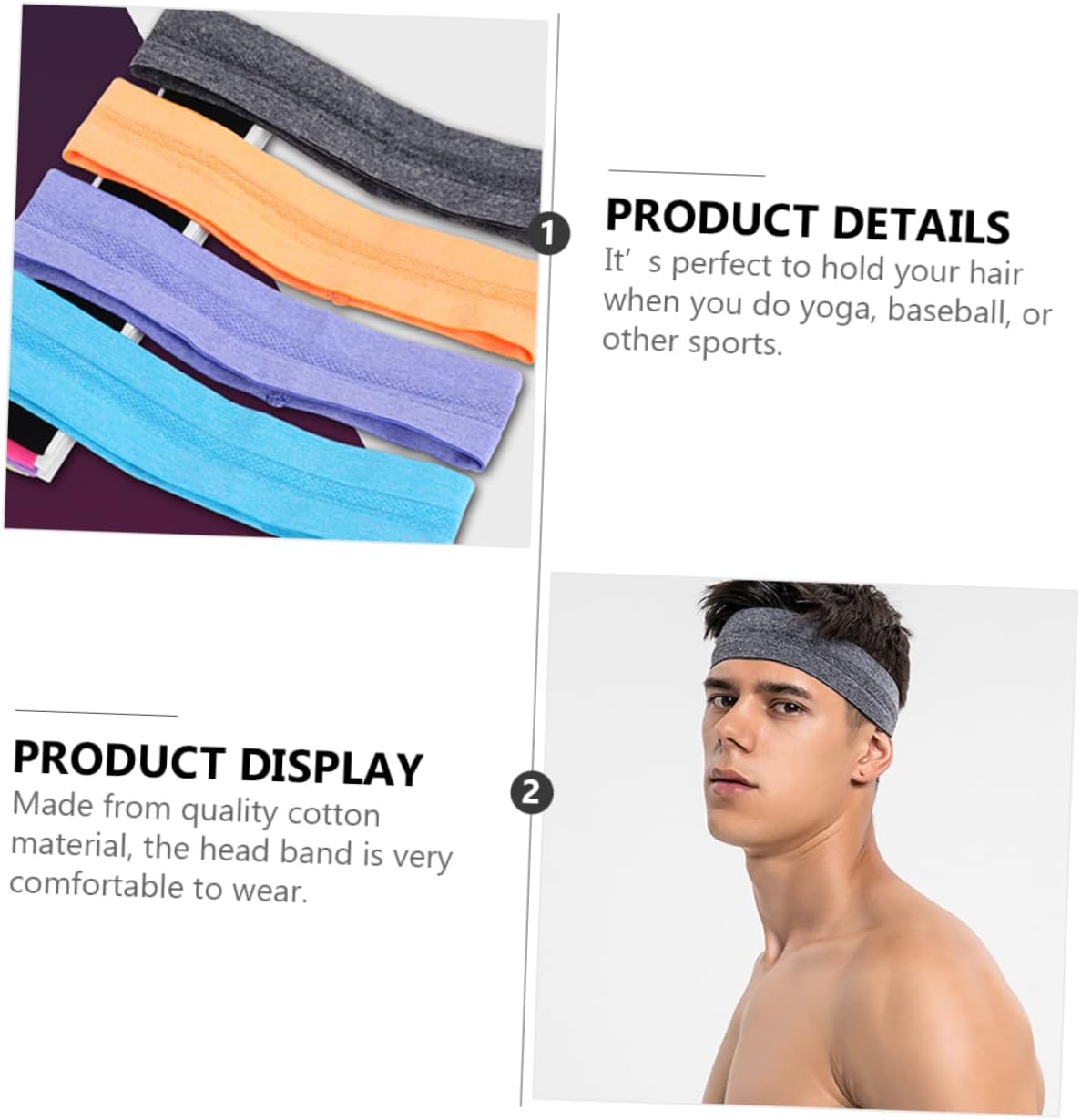 6pcs Non-Slip Elastic Sports Headbands for Men Women Sweat-Wicking Yoga Running Hair Accessories Adjustable Fitness Headwraps