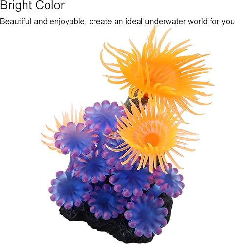 Miniatura 7 de TOPINCN Coral artificial, planta de simulación luminosa de silicona coral anémona de mar para decoración de paisajes de peces, adornos de acuario