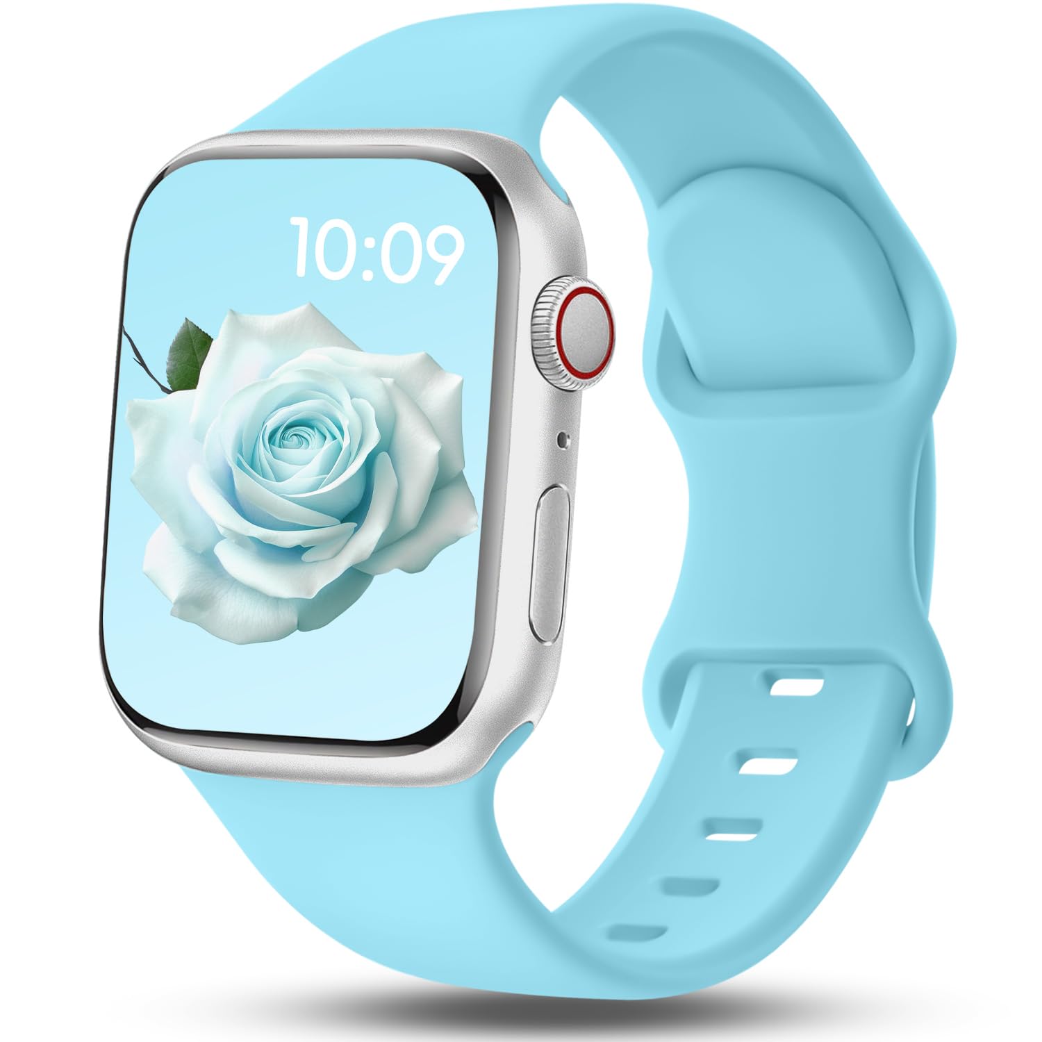 Patented Sport Silicone Band Compatible with Apple Watch Bands 40mm 38mm 41mm 42mm 44mm 45mm 46mm 49mm Women Men, Soft Waterproof Sport Strap for