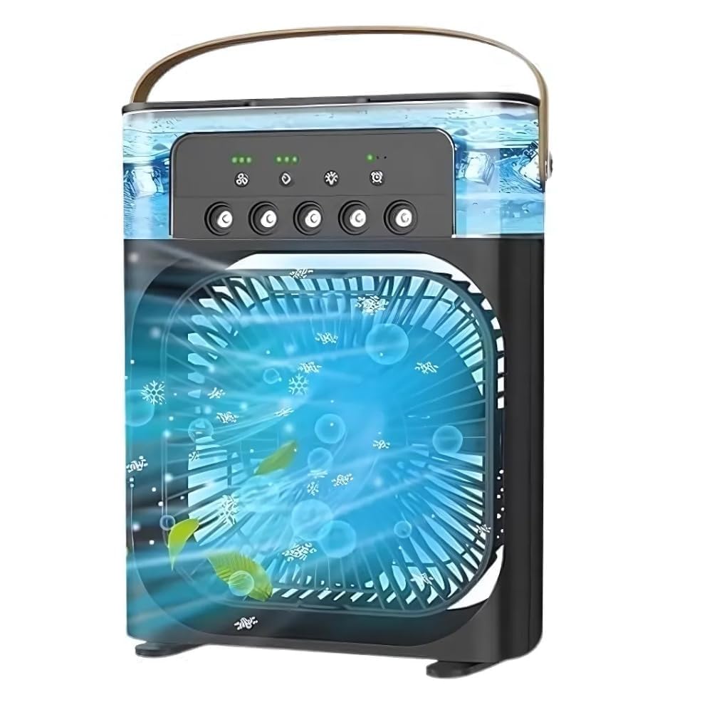 Drumstone (𝐒𝐩𝐞𝐜𝐢𝐚𝐥 𝟏𝟓 𝐘𝐞𝐚𝐫𝐬 𝐖𝐚𝐫𝐫𝐚𝐧𝐭𝐲) Portable Air Cooler Fan with 500ml Water Tank, USB Mini Evaporative Cooler & Humidifier, 7 LED Lights, 3 Speeds & Timer for Room-image-19